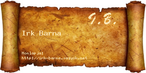 Irk Barna névjegykártya