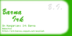 barna irk business card